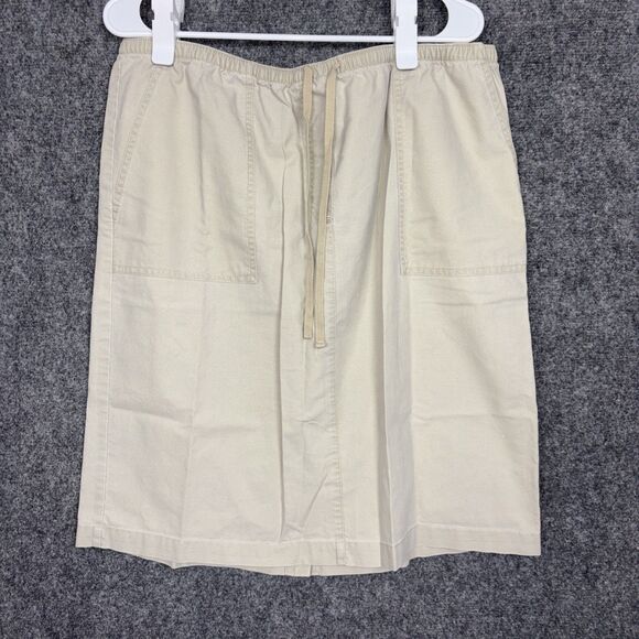 L.L. Bean Skirt Womens Size L Petite Beige Pull On Chino - Picture 1 of 8